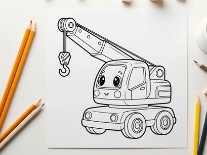 Cute crane truck lifting vector illustration flat design