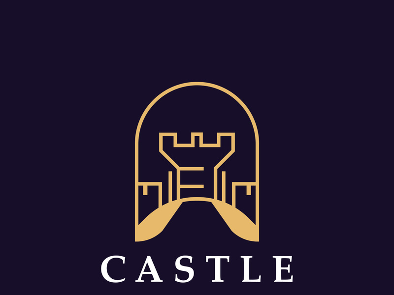 Castle kingdom logo graphic template design, Ancient castle vintage vector