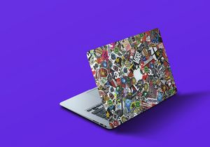 Free Macbook Stickers Mockup