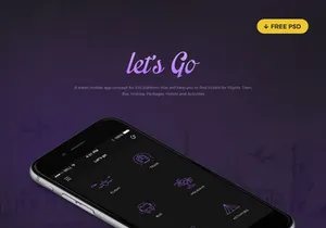 Let's Go Travel App - Free PSD