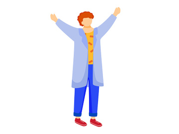 Happy science student in lab coat flat vector illustration preview picture