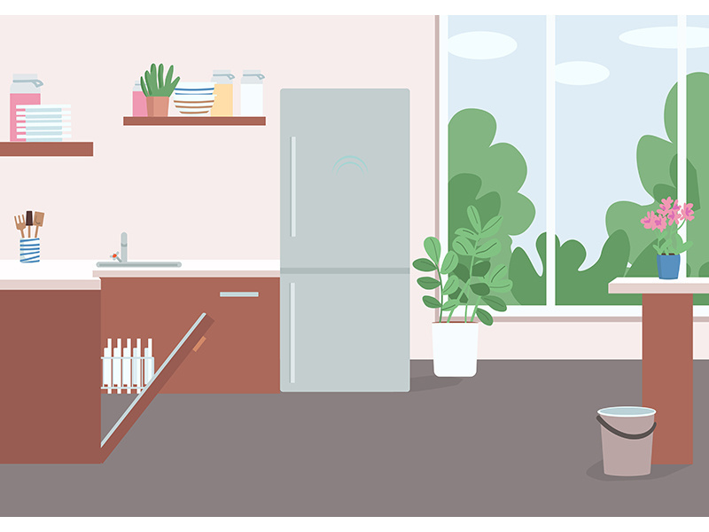 Household flat color vector illustration