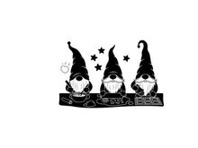 Three gnomes in silhouette with stars and mystical ambiance silhouette