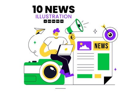 10 News Vector Illustration