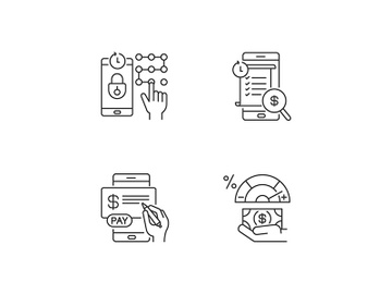 E banking service linear icons set preview picture