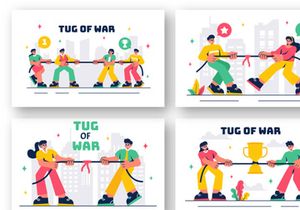 8 Business Competition Tug of War Illustration