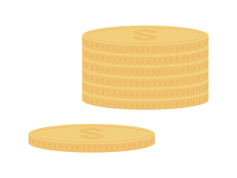 Gold coins semi flat color vector object