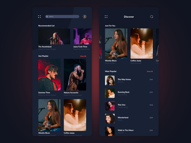 Music Application UI design