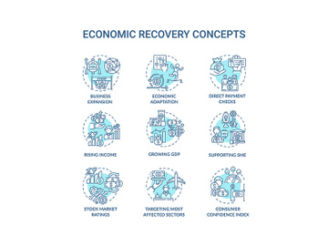 Economic recovery concept icons set preview picture