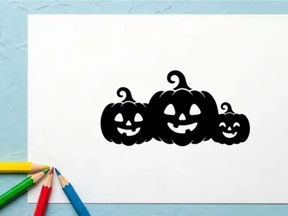 Happy Halloween Jack-o'-Lanterns with Smiling Faces for Fall Decor