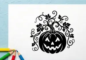 Halloween Pumpkin Jack-o'-Lantern with Spooky Face for Fall Decor