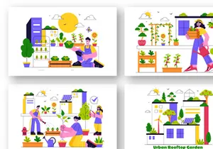 10 Urban Farming Rooftop Garden Illustration