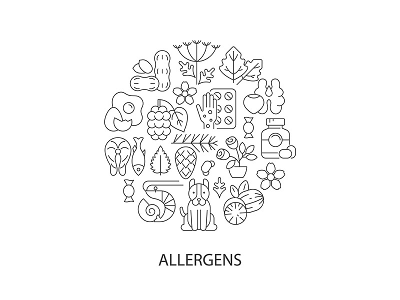 Common allergens abstract linear concept layout with headline