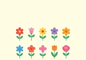 10 multi color flowers icon