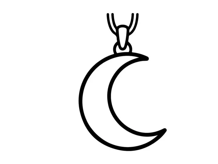 Minimalist silver moon pendant necklace on white background. Elegant crescent moon jewelry for women and fashion accessories.