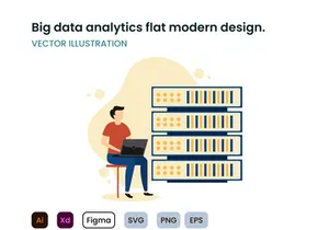 Big data analytics flat modern design.
