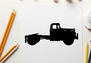 Silhouette of a classic pickup truck with flatbed and cab silhouette