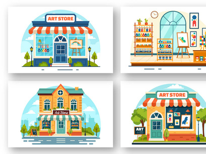 10 Art Store Vector Illustration