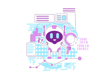 Business analytics bot thin line concept vector illustration preview picture