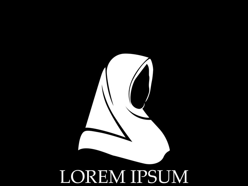 Hijab logo black background vector