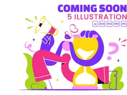 Imagem de visualização de 5 Coming Soon Vector Illustration