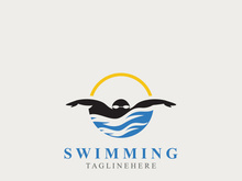 Swimming logo symbol icon graphic design illustration idea creative template