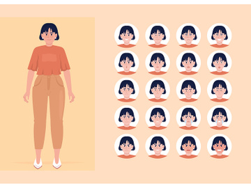 Young woman mental conditions semi flat color character emotions set preview picture