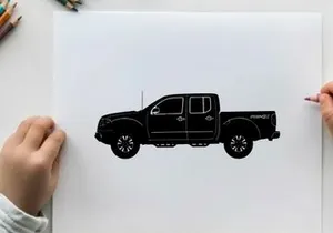 Silhouette of a black pickup truck with a double cab silhouette