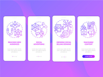 SMM marketing trends purple gradient onboarding mobile app screen preview picture