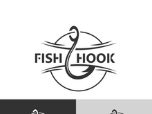 Hook Fishing logo simple and modern vintage rustic vector design style template illustration