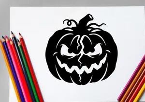 Halloween Jack-o'-Lantern Pumpkin with Spooky Face for Fall Decor