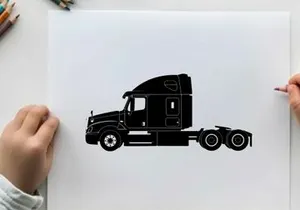 Silhouette of a semi truck with sleeper cabin