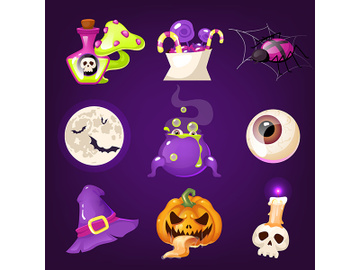 Halloween decoration cartoon vector set preview picture