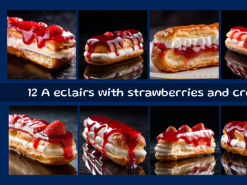 A eclairs with strawberries and cream preview picture