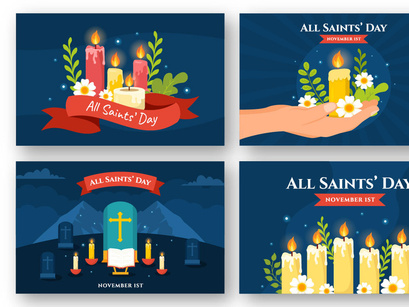 12 All Saints Day Vector Illustration