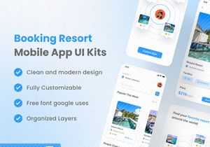 Booking Resort Mobile App UI Kits