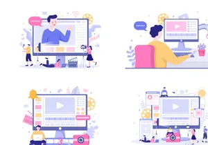 24 Content Creator Online Blogger Vector Illustration