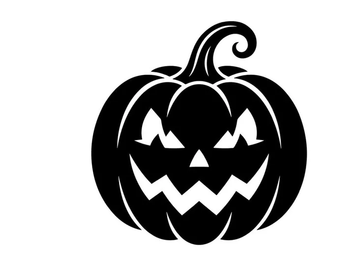 Black Halloween Jack-o'-lantern with Menacing Face for Fall Decor