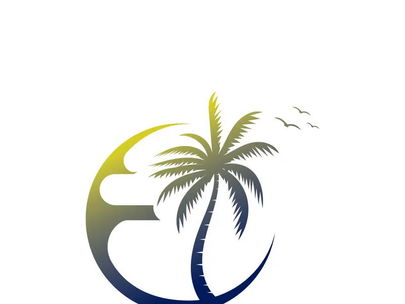 Palm logo icon template and symbol vector tree design