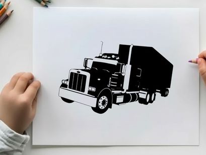 Silhouette of a semi truck with trailer