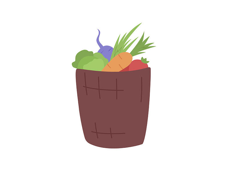 Vegetables basket semi flat color vector object