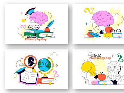 10 World Philosophy Day Vector Illustration