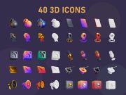 3D Interface rendering Icons