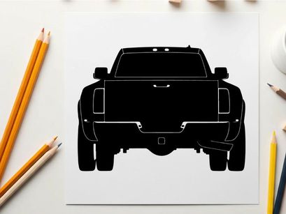 Silhouette of a pickup truck facing forward on a white background