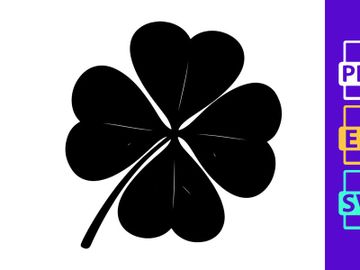 Four leaf clover black silhouette lucky charm minimalist design preview picture