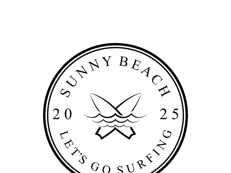 surfing logo with vintage paddle board beach waves, for business, sport, adventure, tourism, vacation