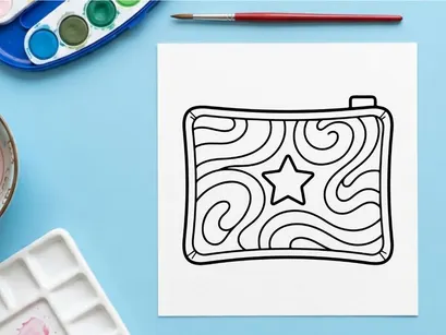 Hand-drawn Christmas pillow with ornate swirl pattern and central star design for festive decor