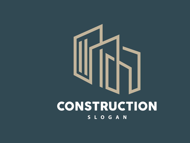 Building Logo, Vector For Building Construction, Premium Simple Line Design