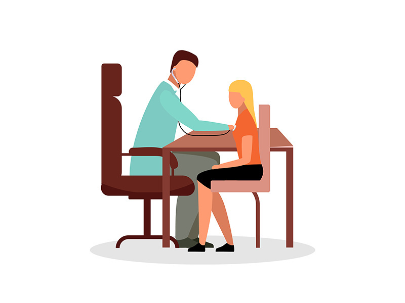 Doctor appointment flat color vector faceless characters