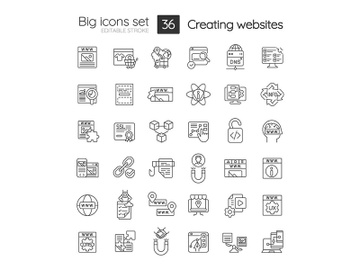 Building website linear icons set preview picture